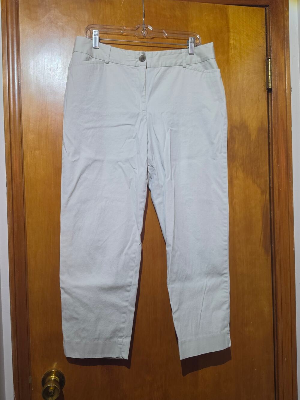 Talbots The Perfect Crop Pants Size 10 Stone Beige Khaki Chino Trousers